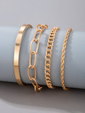 Shein- 4pcs Simple Chain Bracelet