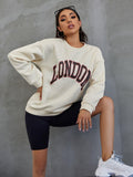 Shein- Letter Graphic Thermal Lined Oversized Pullover
