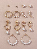 Shein- 7pairs Faux Pearl Decor Earrings