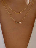 Shein- Curved Bar Charm Layered Necklace