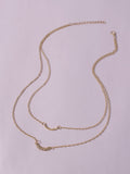 Shein- Curved Bar Charm Layered Necklace