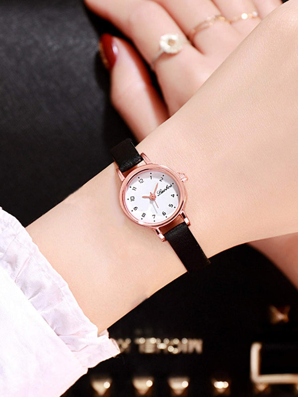 Shein- Simple Round Pointer Quartz Watch