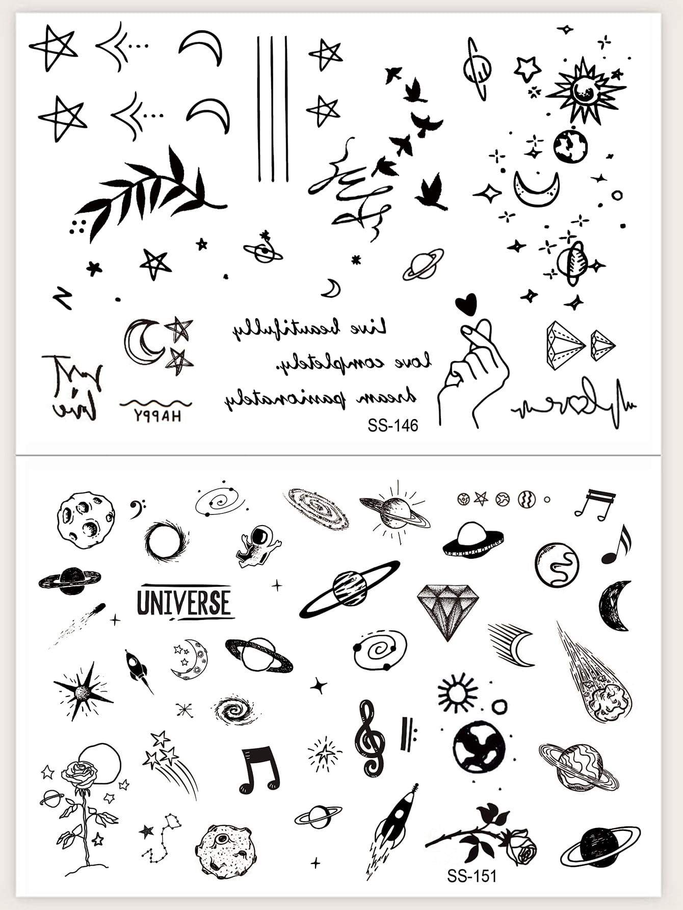 Shein- 2sheets Planet Tattoo Sticker – Bagallery