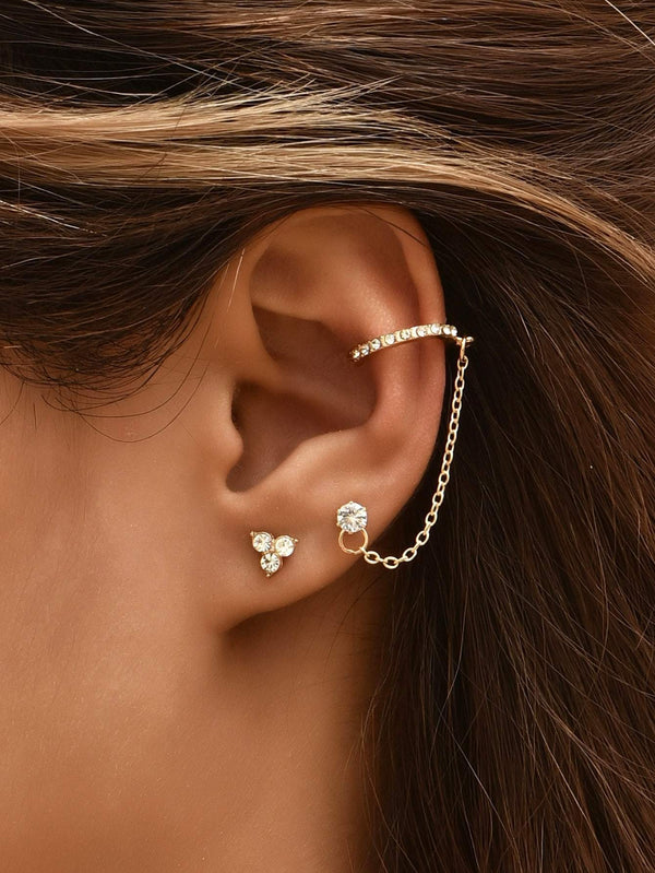 Shein- 4pcs Rhinestone Decor Earrings