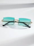 Shein- Men Rivet Decor Rimless Sunglasses