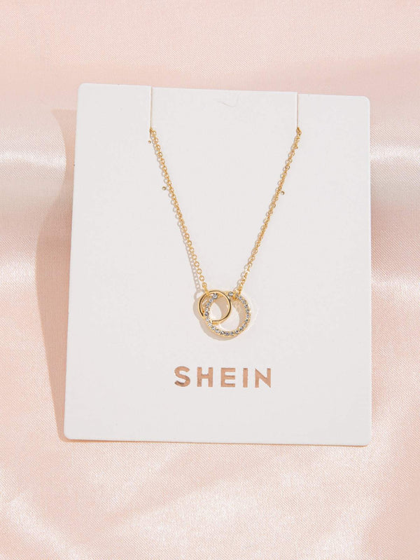 Shein Rhinestone Ring Decor Necklace