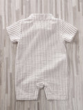 Shein- Baby Boy Stripe Print Bow Detail Romper
