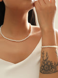 Shein- 2pcs Faux Pearl Decor Jewelry Set