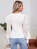 Shein- Guipure Lace Puff Sleeve Top