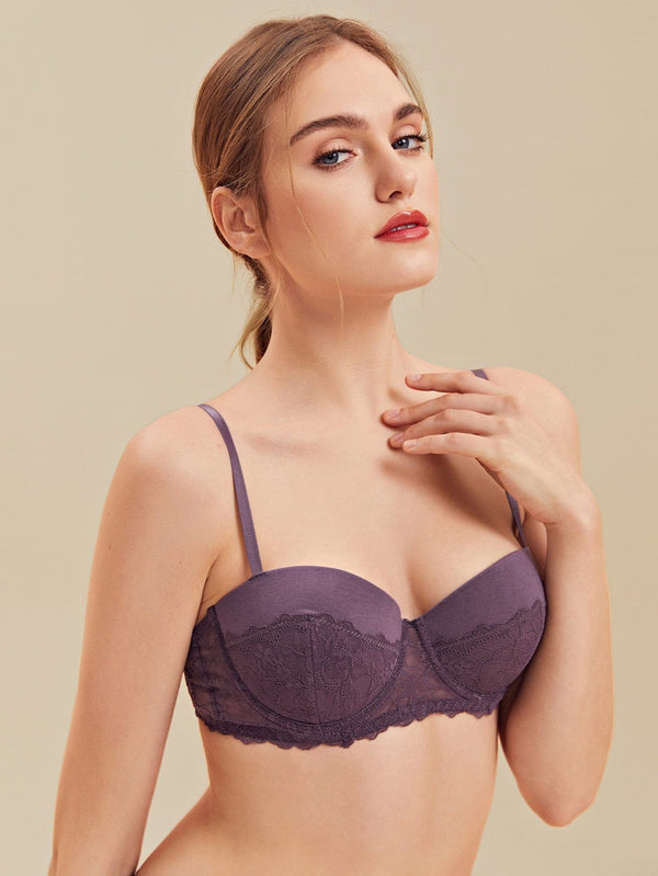 Shein- BASICS Contrast Lace Underwire Bra