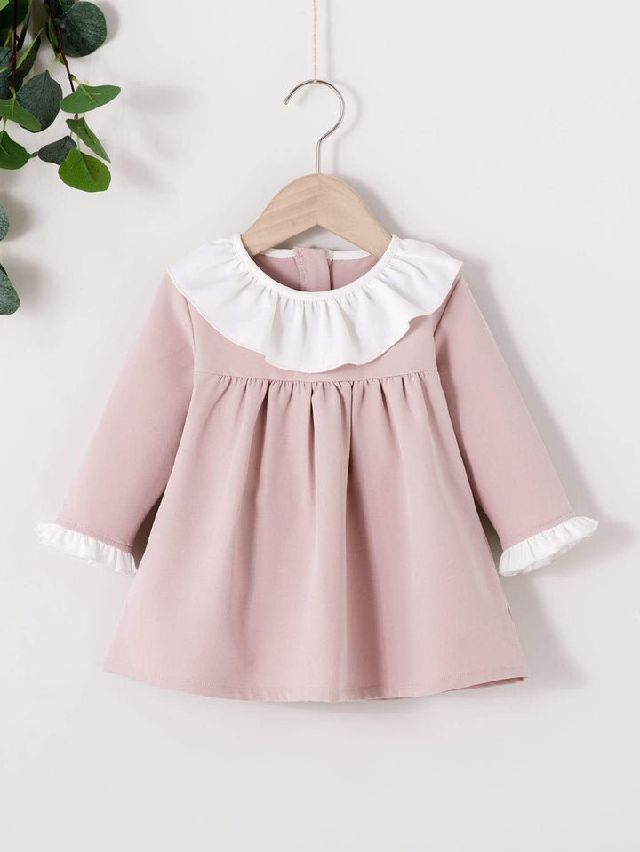 Shein- Baby Girl Ruffle Trim Smock Dress