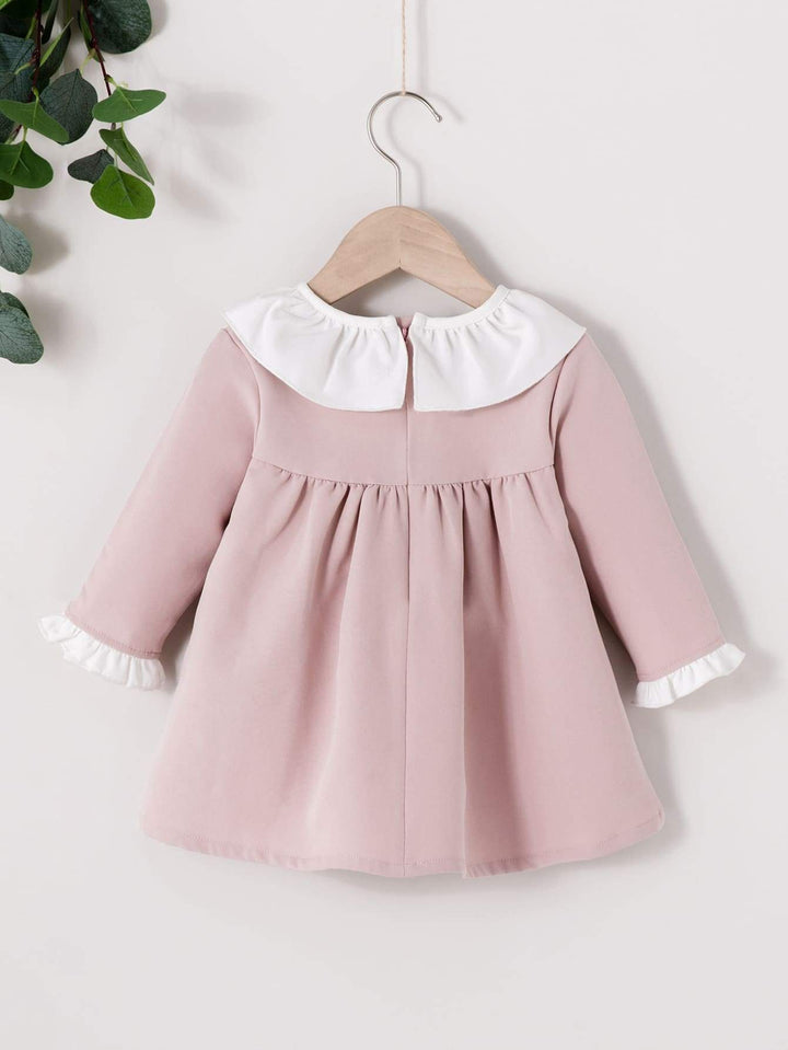 Shein- Baby Girl Ruffle Trim Smock Dress