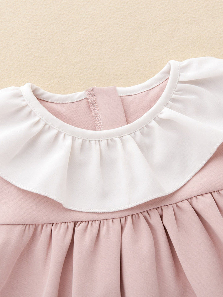 Shein- Baby Girl Ruffle Trim Smock Dress