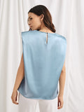 Shein- Shoulder Pad Satin Top