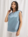 Shein- Shoulder Pad Satin Top