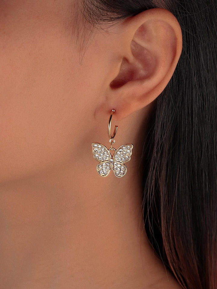 Shein- Rhinestone Butterfly Drop Earrings