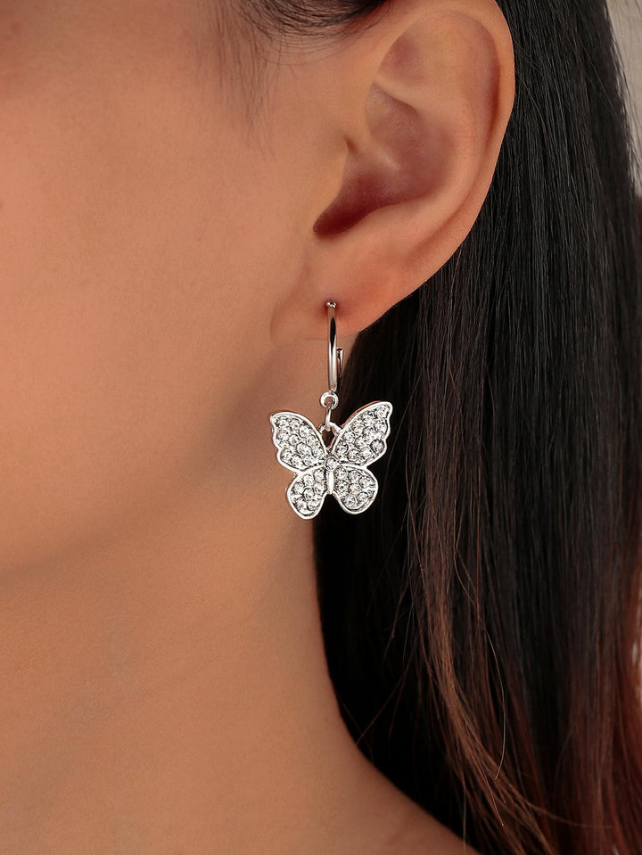 Shein- Rhinestone Butterfly Drop Earrings