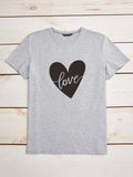 Shein- Letter And Heart Print Tee