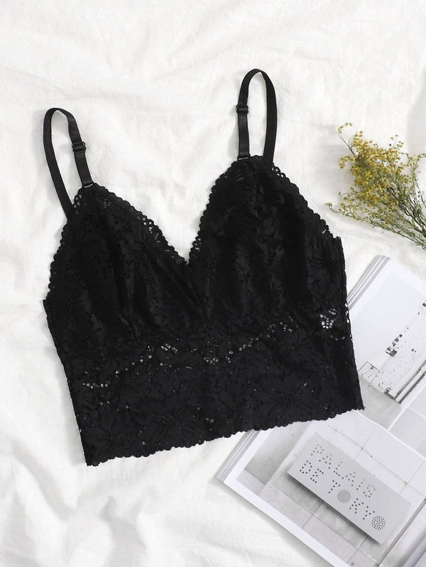 Shein- Floral Lace Longline Bralette