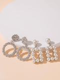 Shein- 2pairs Textured Round Drop Earrings