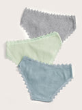 Shein- 3pack Lace Trim Ribbed Panty Set