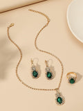 Shein- 4pcs Rhinestone Decor Jewelry Set