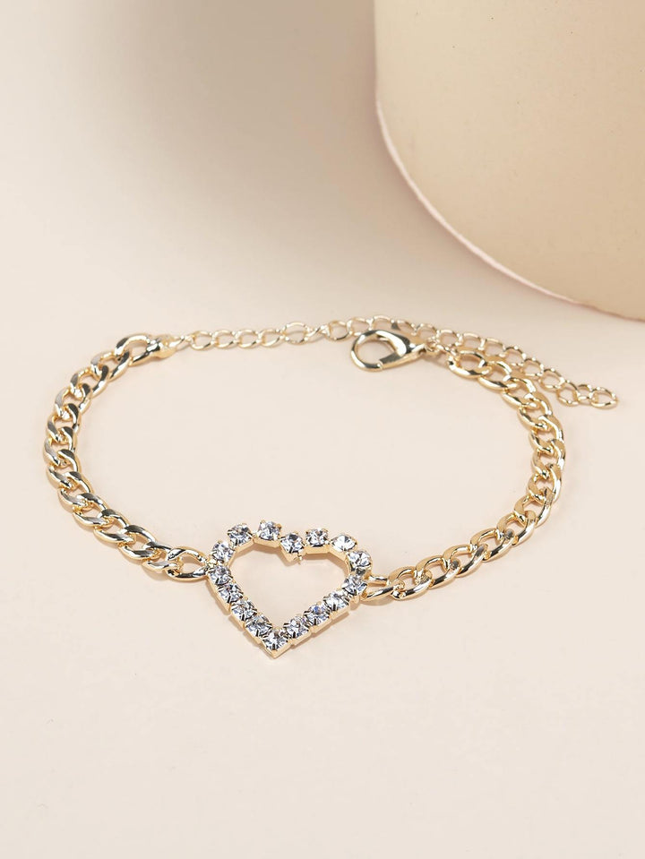 Shein- Rhinestone Heart Decor Chain Bracelet