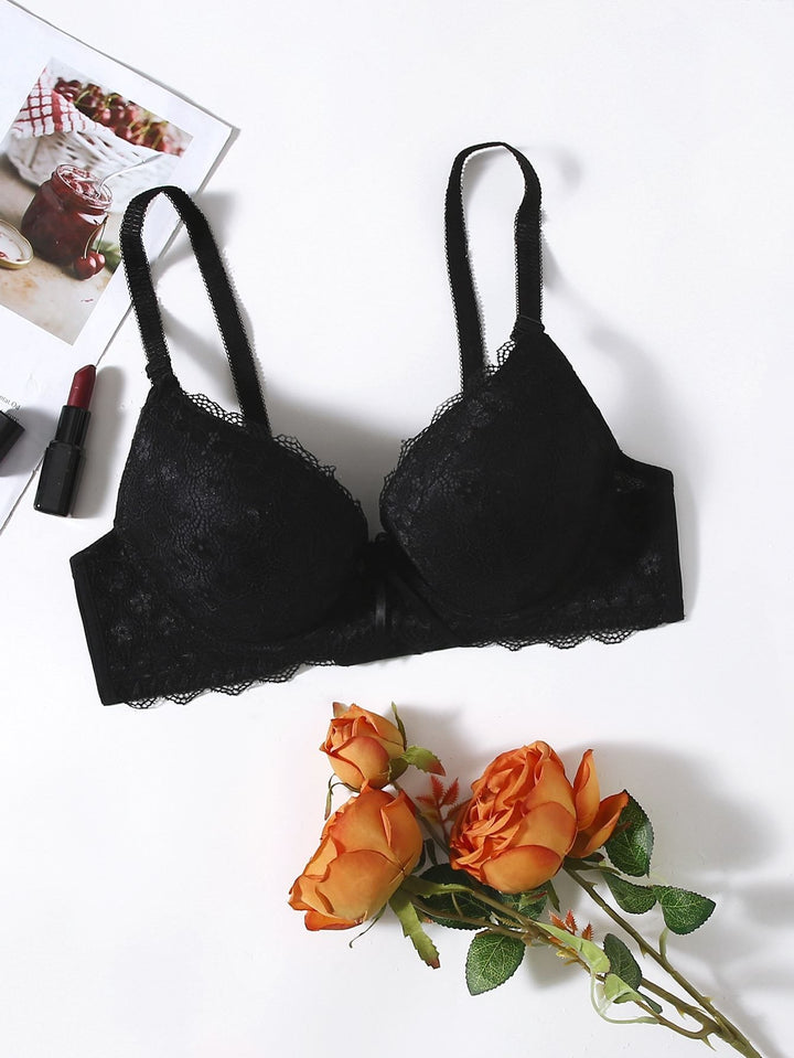 Shein- Floral Lace Super Push Up Bra