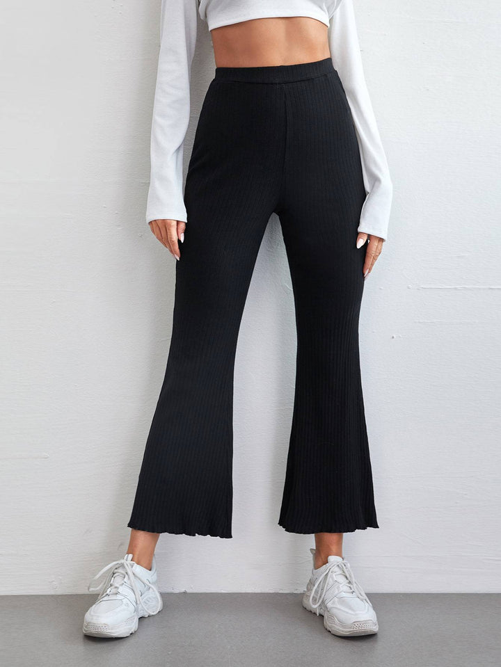 Shein- Lettuce Hem Flare Leg Pants