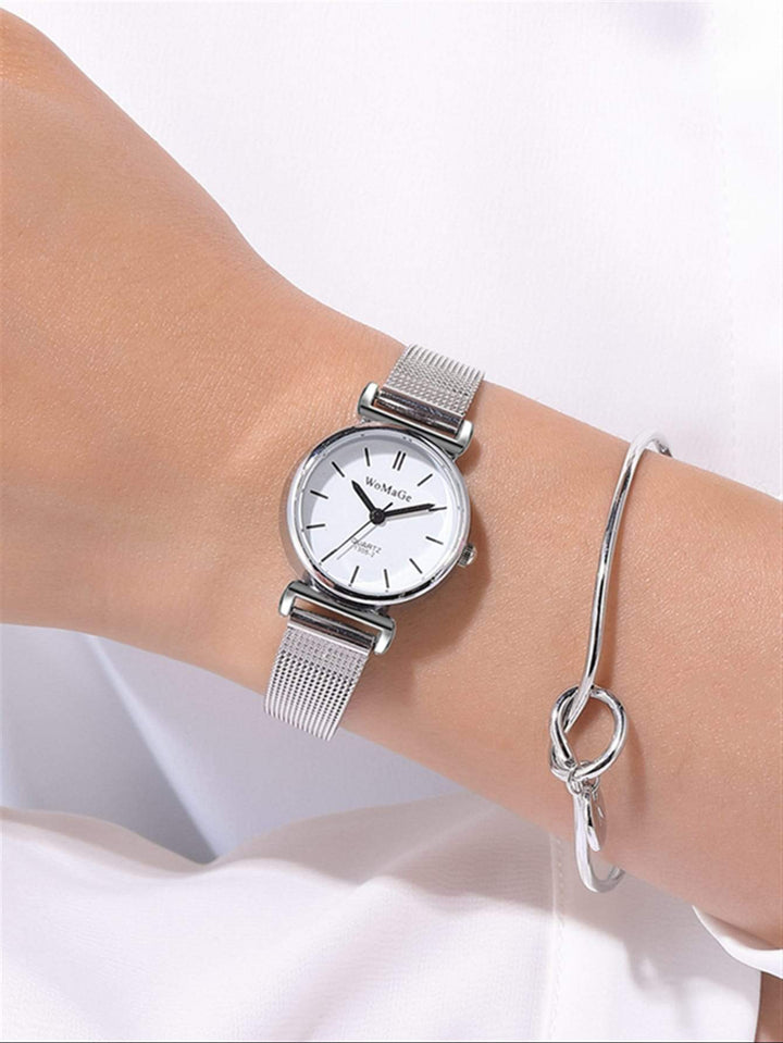 Shein- 1pc Mesh Strap Quartz Watch & 1pc Bracelet