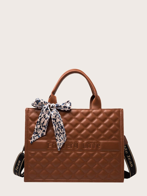 SHein- Bow Decor Quilted Tote Bag