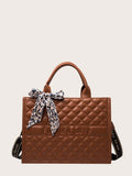 Shein- Bow Decor Quilted Tote Bag