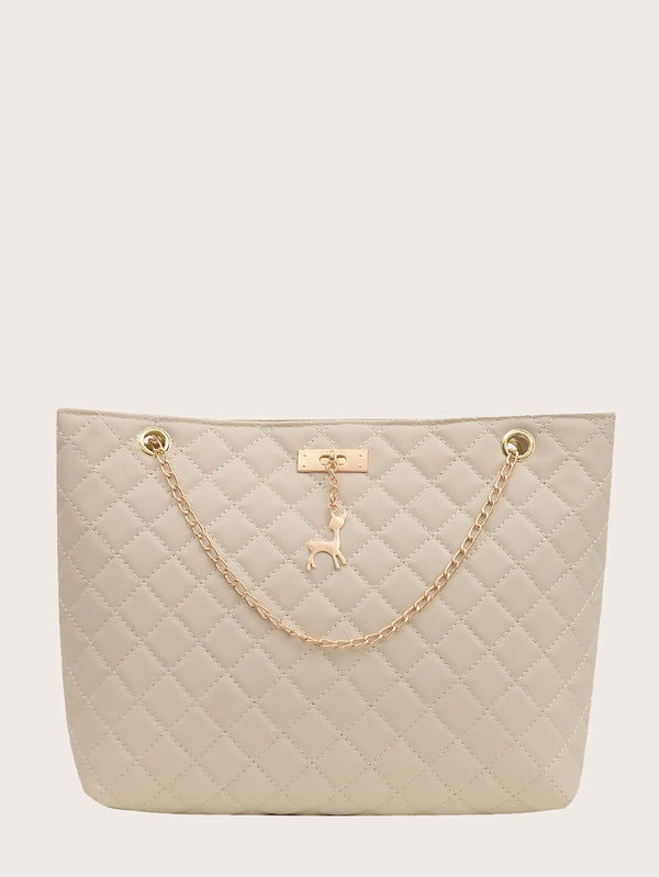 Shein- Metal Decor Quilted Tote Bag