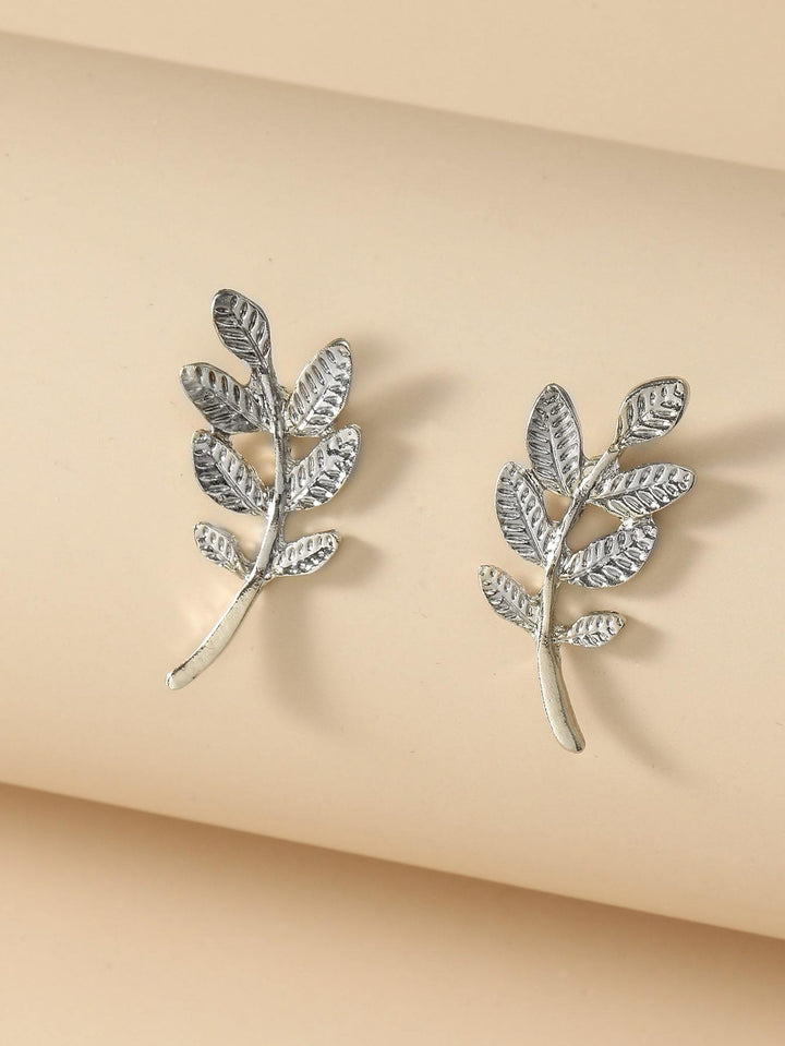 Shein- leaf Design Stud Earrings