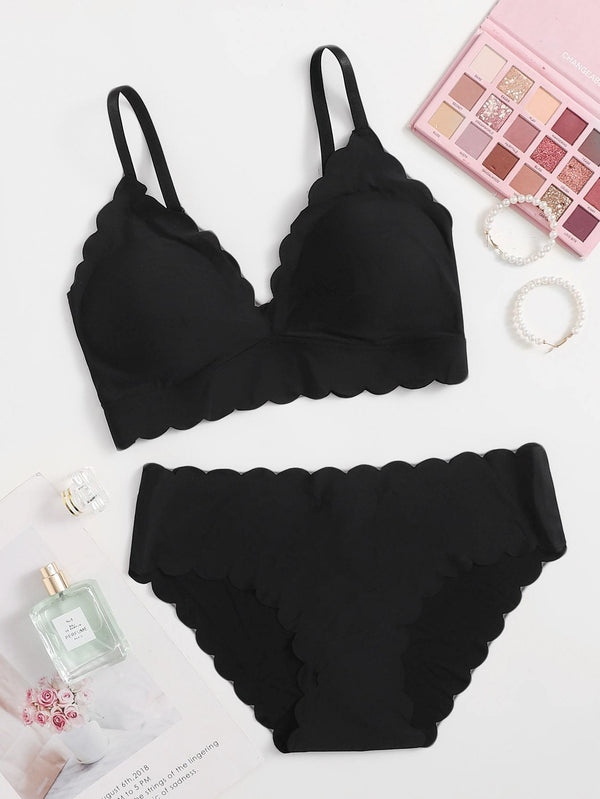 Shein- Scalloped Trim Lingerie Set