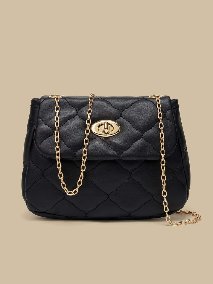 Shein- Quilted Twist Lock Flap Chain Bag