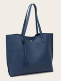 Shein- Tassel Decor Tote Bag- Blue