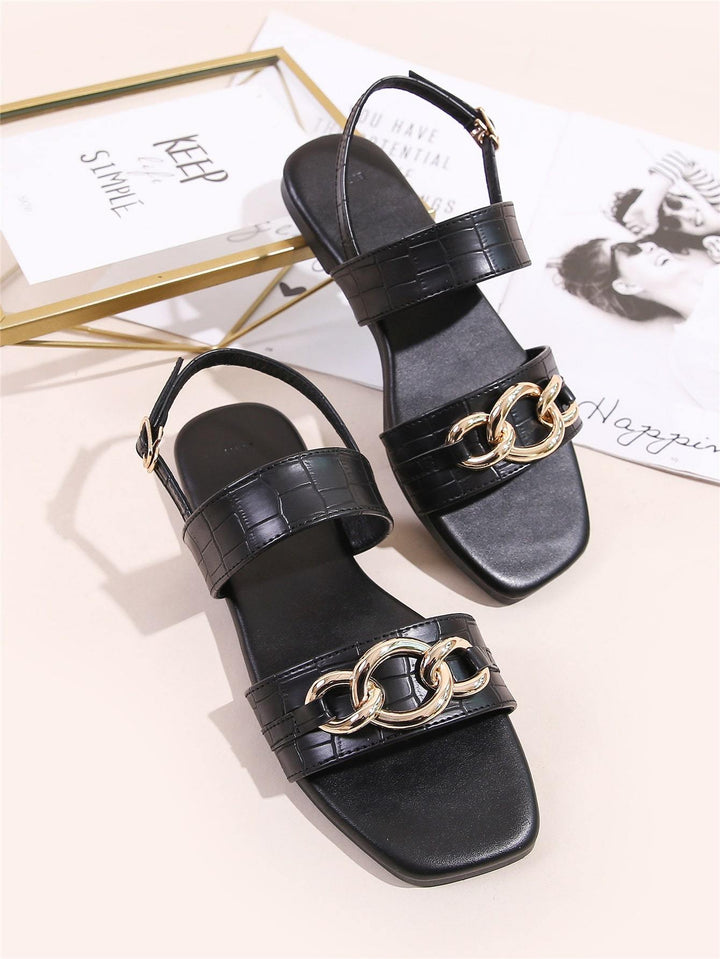 Shein- Chain Decor Slingback Sandals