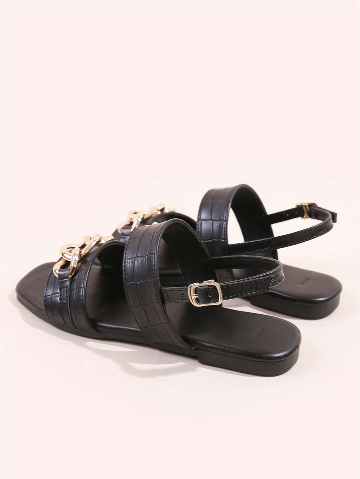 Shein- Chain Decor Slingback Sandals