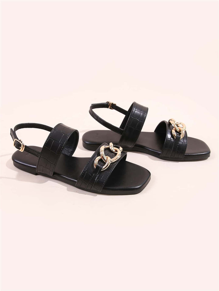 Shein- Chain Decor Slingback Sandals