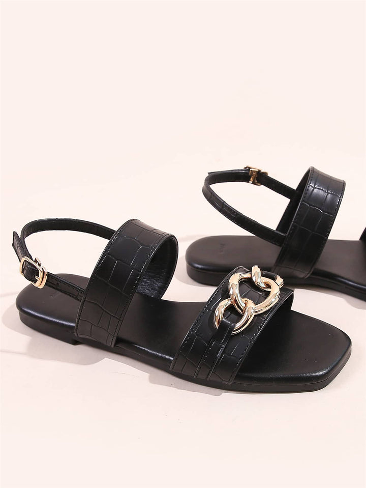 Shein- Chain Decor Slingback Sandals