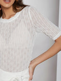 SHEIN- Textured Mesh Sheer Top Without Bra