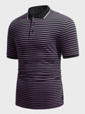 Shein- Men Striped Polo Shirt