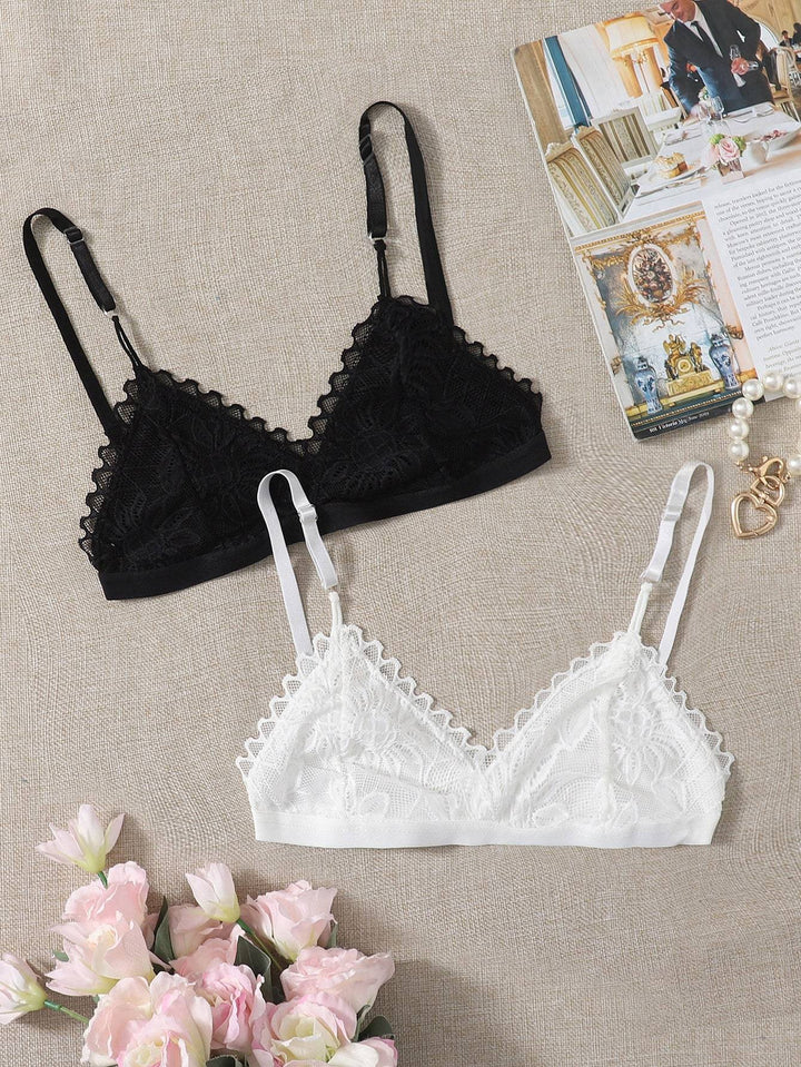 Shein- 2pack Scallop Lace Bra Set