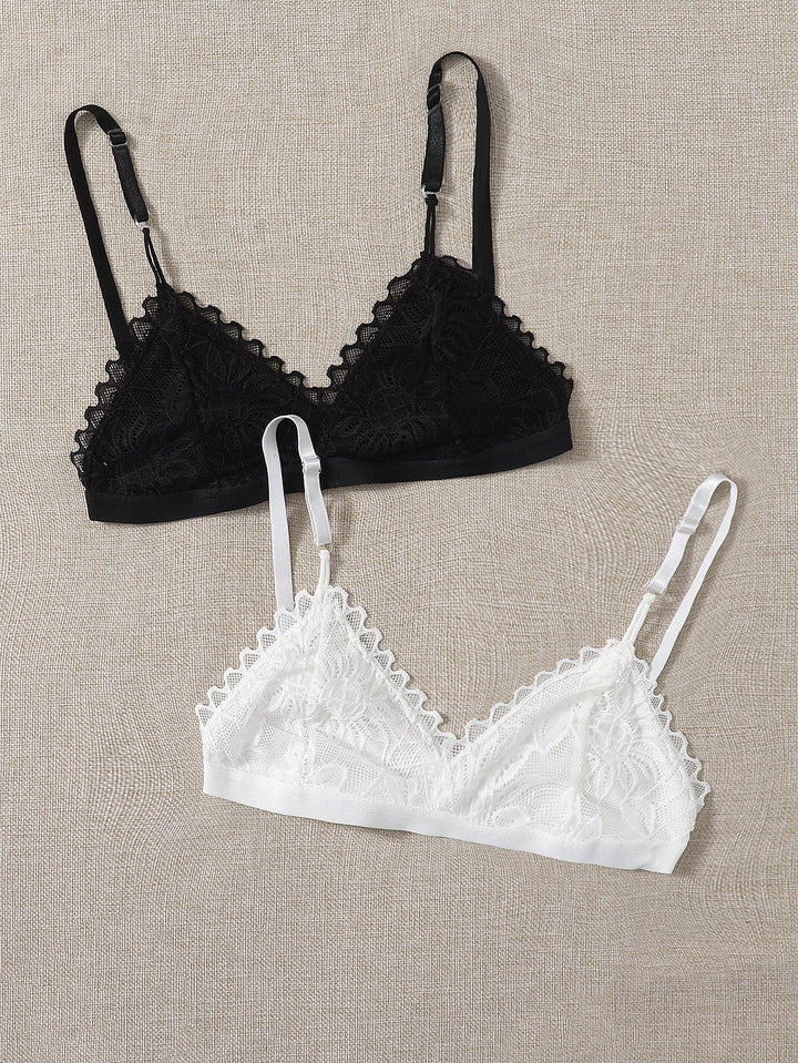 Shein- 2pack Scallop Lace Bra Set