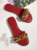 Shein- Chain Decor Slide Sandals