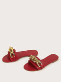 Shein- Chain Decor Slide Sandals