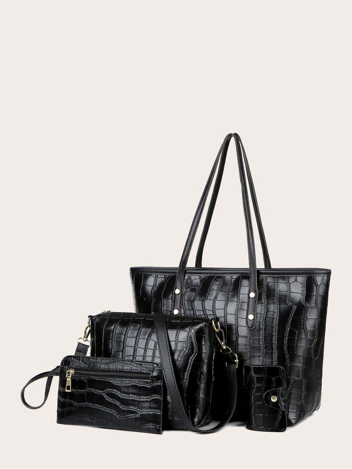 Shein- 4pcs Croc Embossed Tote Bag Set