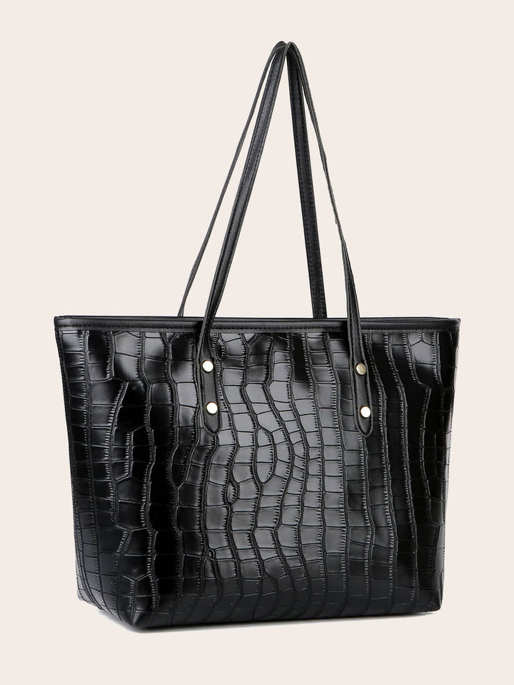 Shein- 4pcs Croc Embossed Tote Bag Set