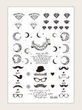 Shein- 1sheet Moon & Diamond Pattern Tattoo Sticker